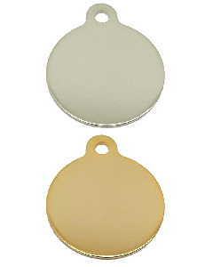 Polished circle with tab nickel gold plated